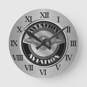 Vintage Aviation Art Round Clock