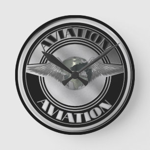 Vintage Aviation Art Round Clock