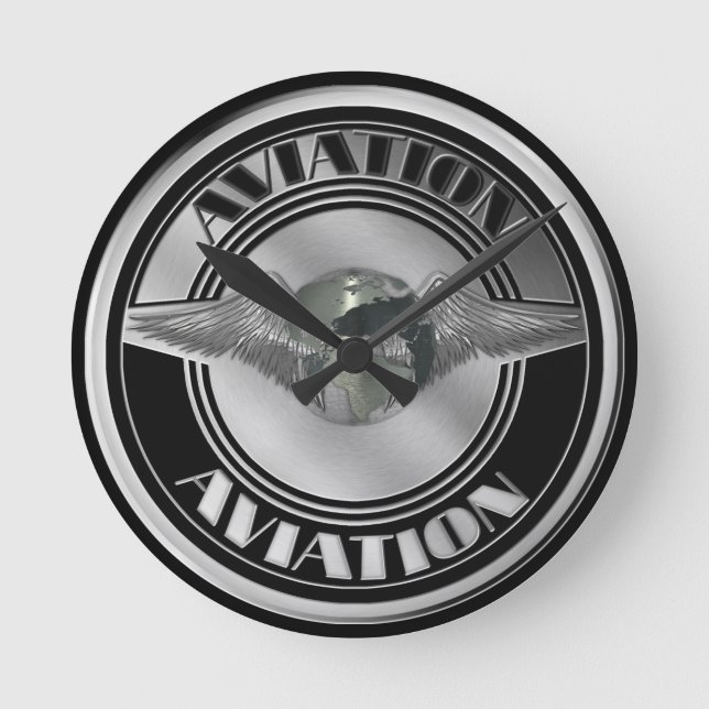 Vintage Aviation Art Round Clock (Front)