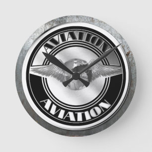Vintage Aviation Art Round Clock