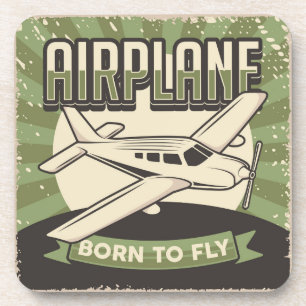 Vintage Aviation Green plane Coaster