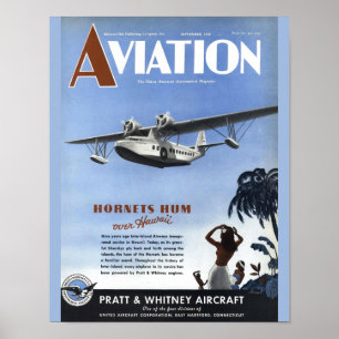 Vintage Aviation Magazine Aeroplane Cover Art Poster