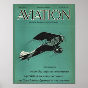 Vintage Aviation Magazine Aeroplane Cover Art Poster
