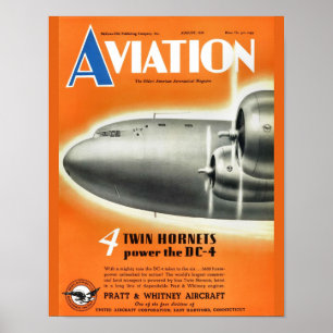Vintage Aviation Magazine Aeroplane Cover Art Poster