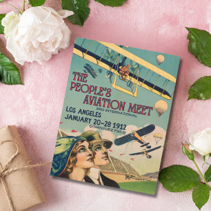 Vintage Aviation Meet Poster Retro Aeroplane Postcard
