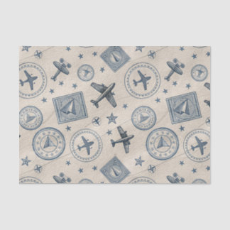 Vintage Aviation Passport Stamp Pattern (1) Tissue Paper