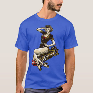 Vintage Aviation Pin Up Girl on a Bomb 2 T-Shirt