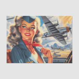 Vintage Aviation Pin Up Tissue Paper