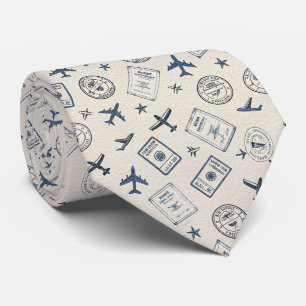 Vintage Aviation Travel Pattern Tie