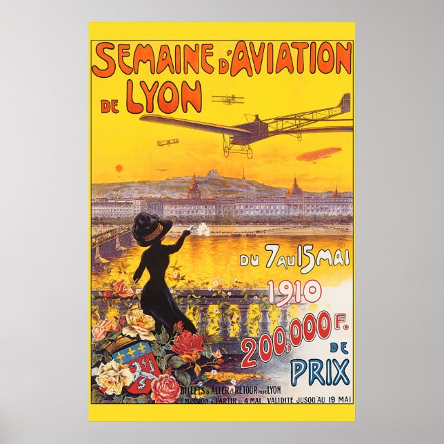 Vintage Aviation Week In Lyon France Poster (Front)