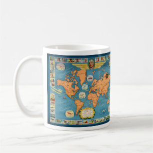 Vintage Aviation World Map Coffee Mug
