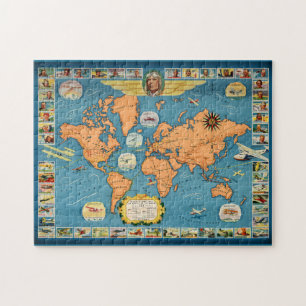 Vintage Aviation World Map Jigsaw Puzzle