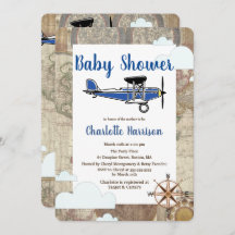 Vintage Aviator Aeroplane World Travel Baby Shower