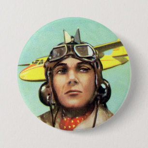 Vintage Aviator Print 7.5 Cm Round Badge
