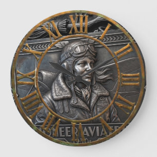 Vintage Aviatrix Roman Numeral Wall Clock