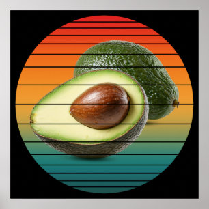 Vintage avocado fruit vegetarian food poster