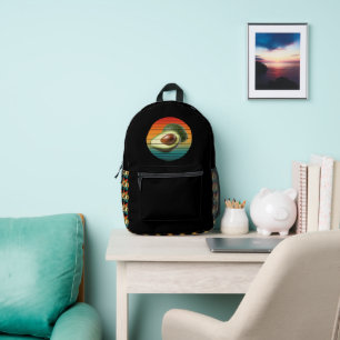 Vintage avocado fruit vegetarian food printed backpack