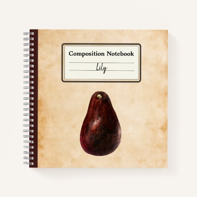 Vintage Avocado Illustration Personalised Comp Notebook (Front)