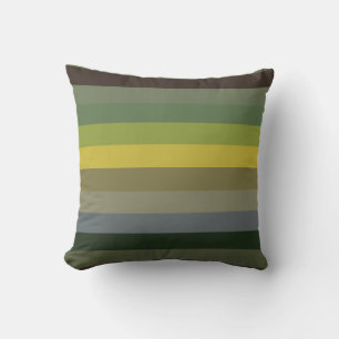 Vintage Avocado & Olive Retro Stripe Pattern Cushion