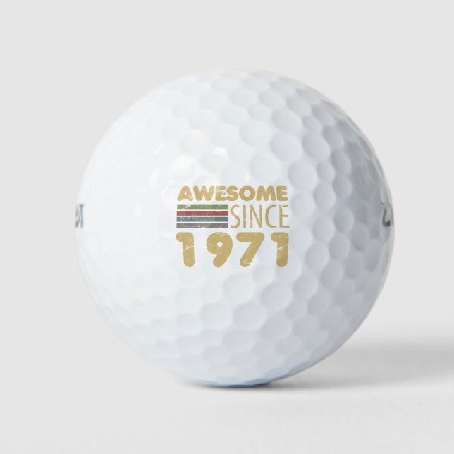 Vintage Awesome 1971 50th Birthday Golf Balls (Front)