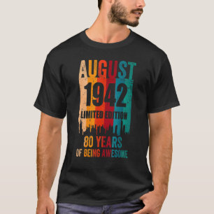 Vintage Awesome 80th Birthday Retro August 1942 Bi T-Shirt
