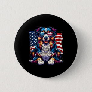 Vintage Awesome Australian Shepherd 4th Of July Us 6 Cm Round Badge