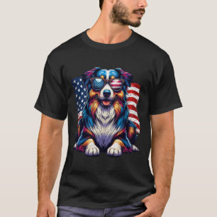 Vintage Awesome Australian Shepherd 4th Of July Us T-Shirt