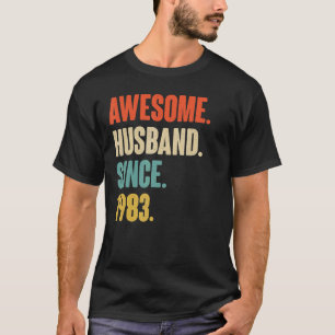 Vintage Awesome Husband Since 1983 39 Wedding Aniv T-Shirt
