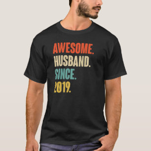 Vintage Awesome Husband Since 2019 3 Wedding Anive T-Shirt
