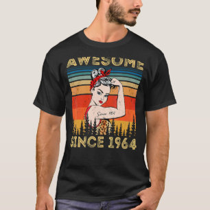 Vintage Awesome Since 1964 Birthday Leopard Woman T-Shirt