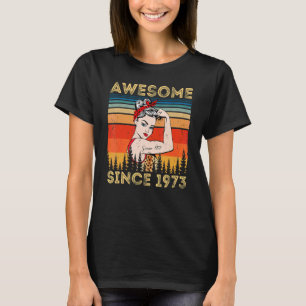 Vintage Awesome Since 1973 Birthday Leopard Woman  T-Shirt