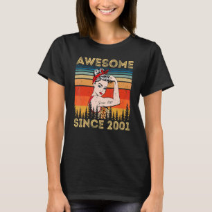 Vintage Awesome Since 2001 Birthday Leopard Woman T-Shirt