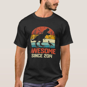 Vintage Awesome Since 2014 Retro Dinosaur Birthday T-Shirt