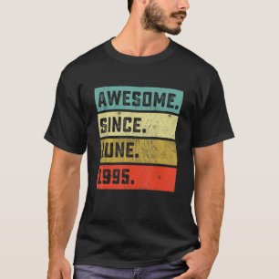 Vintage Awesome Since June 1995 27th Birthday 27 Y T-Shirt