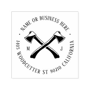 Vintage Axe Logo Monogram Name and Return Address Self-inking Stamp