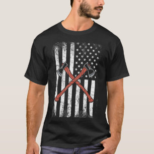 Vintage Axe Throwing Distressed American Flag T-Shirt