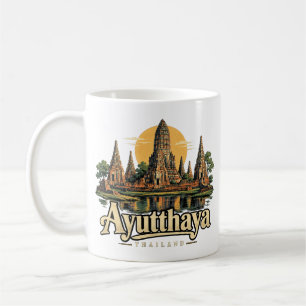 Vintage Ayutthaya Thailand Travel Art Landmark Coffee Mug
