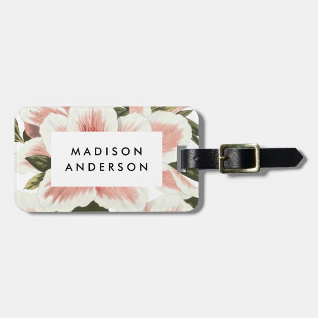 Vintage Azalea Luggage Tag (Front Horizontal)