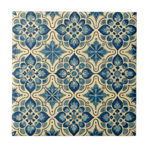Vintage Azulejo Portuguese Blue Pattern Ceramic Tile