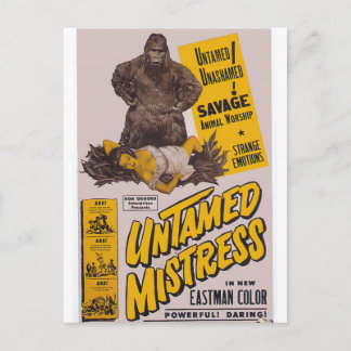 Vintage B movie postcard Untamed Mistress