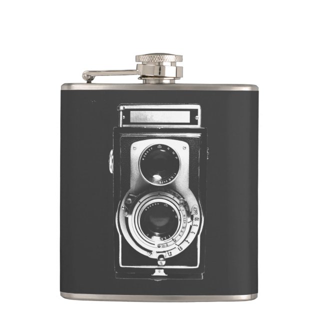 Vintage b&w Camera Hip Flask (Front)