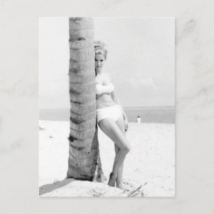 Vintage B&W Photo Florida Bikini Girl Postcard