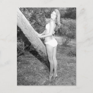 Vintage B&W Photo Florida Bikini Girl Postcard