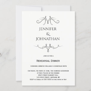 Vintage b&w rehearsal dinner invitations