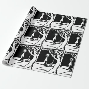 Vintage B&W Winter Church (Lge. Image) Wrapping Paper