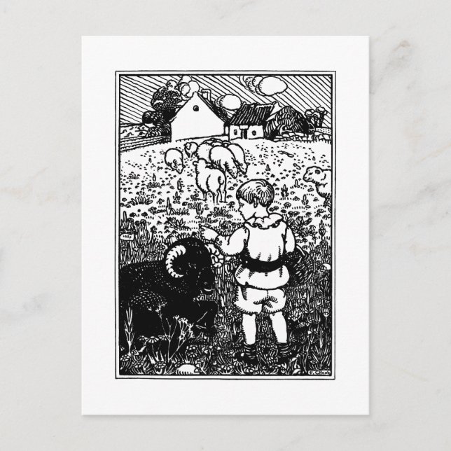 Vintage Baa, Baa, Black Sheep Rhyme Postcard (Front)