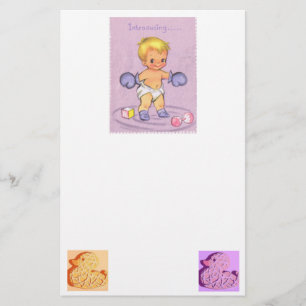 Vintage Baby Announcement/Boxing Gloves Stationery