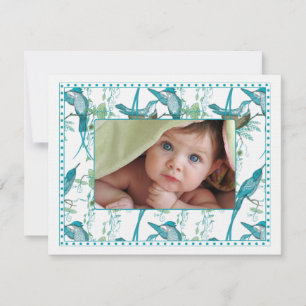 Vintage Baby Bird Family Baby Photo Announcement