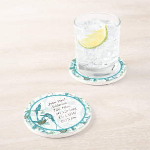 Vintage Baby Bird with Moma and Papa Bird Coasters
