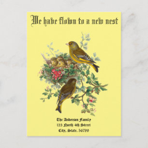Vintage Baby Birds Nest New Home Announcement